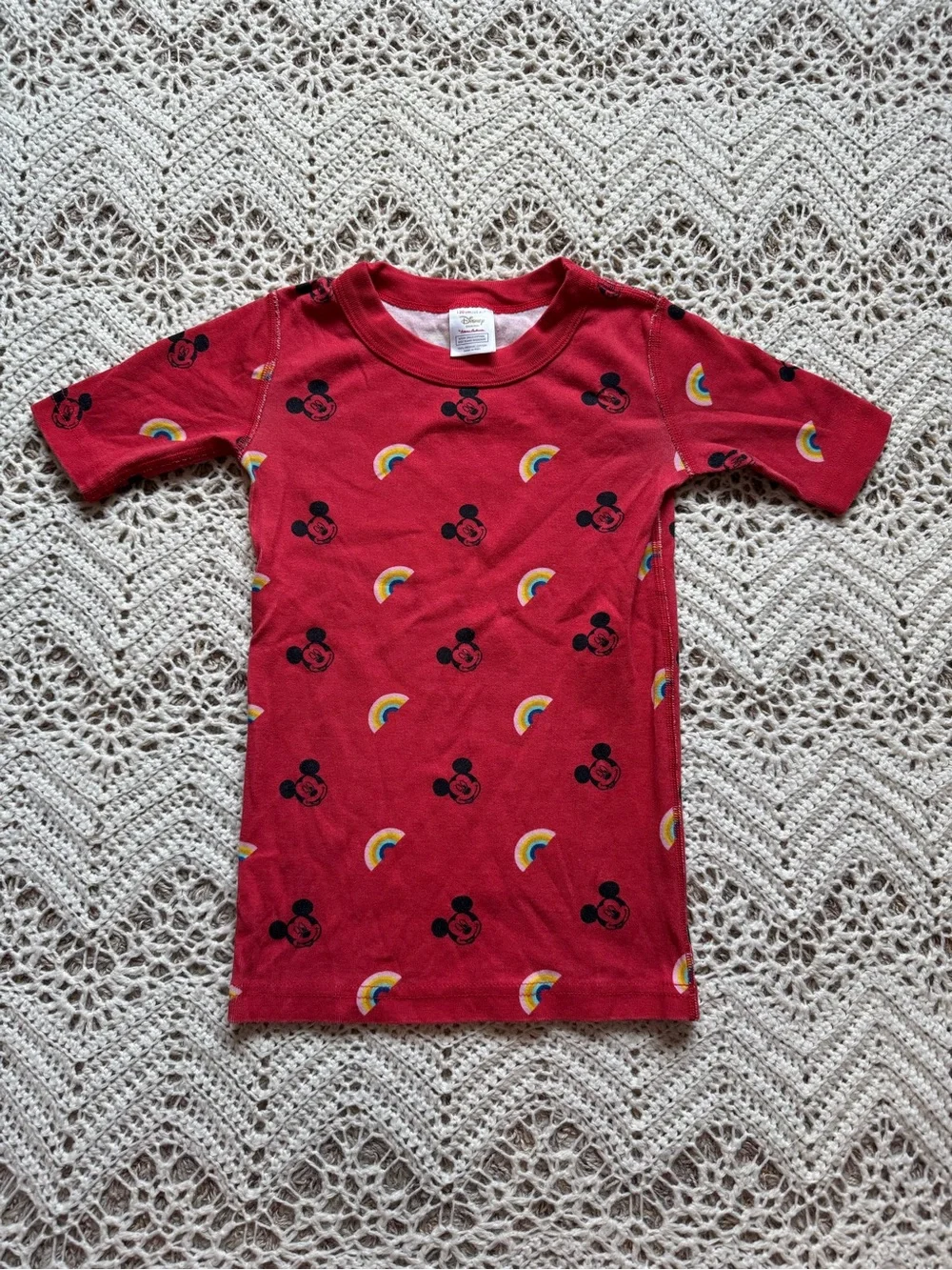 Hanna Andersson Short Sleeve Organic Pajama Set Rainbow Mickey Disney Size 6/7